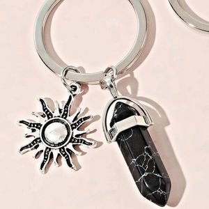 SUN + MOON | Hematite & Howlite Crystal Key Chains